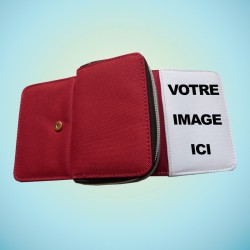 Portefeuille tissu rouge personnalisé